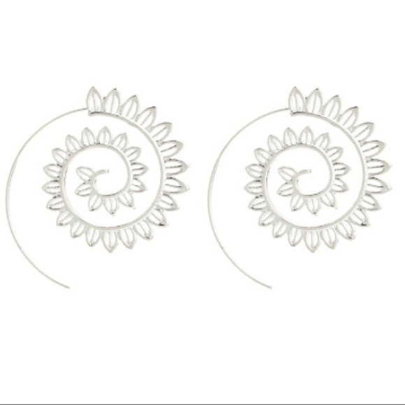 Gold or Silver Spiral Leaf Infinity Earrings - Picture 4 of 10